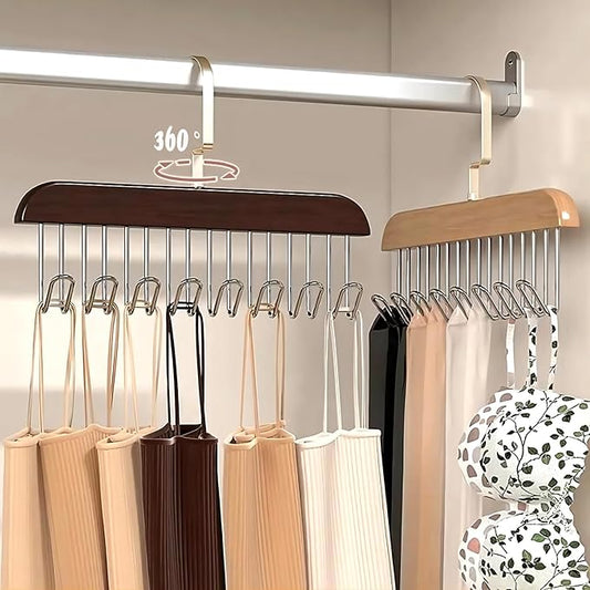 8-Hook Wooden Hanger with 360° Rotating