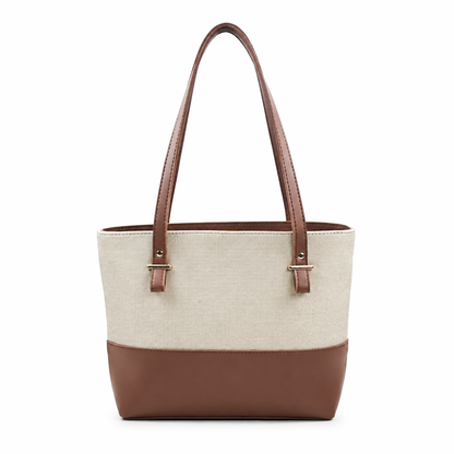 Canvas Classic Combo Tote set of 2 Beige & Brown