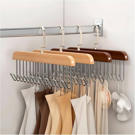 8-Hook Wooden Hanger with 360° Rotating