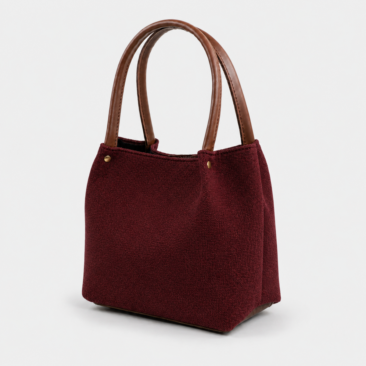 Daily Tote Bag - Premium Woven Fabric Maroon & Brown