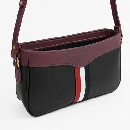 Riviera Stripe Bag Black & Maroon