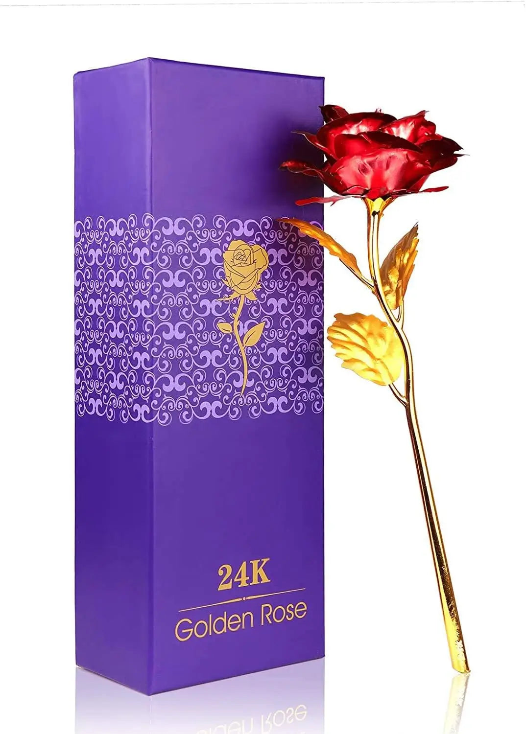 Rose Gold Artificial Flower with Rose Box With Free Love Stand