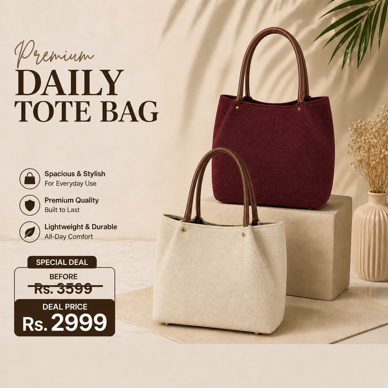 Premium Daily Tote Bag Canvas Deal