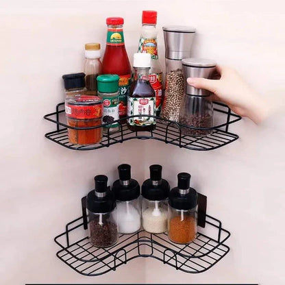 Wall Corner Rack For Bathroom & Kitchen With Hooks